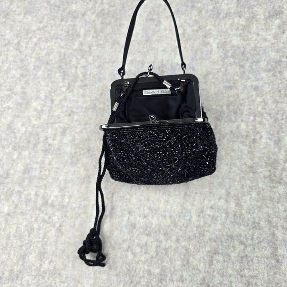Prestige & York Beaded Evening Bag With Handle Black Satin Interior Clasp - Picture 1 of 7